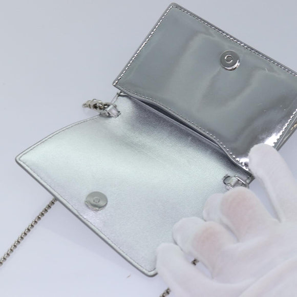 PRADA Schulterbeutel Dreieckspanel Silber Auth 84299