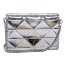 PRADA Shoulder Pouch Triangle Panel Silver Auth 84299-1