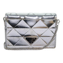 PRADA Shoulder Pouch Triangle Panel Silver Auth 84299-13
