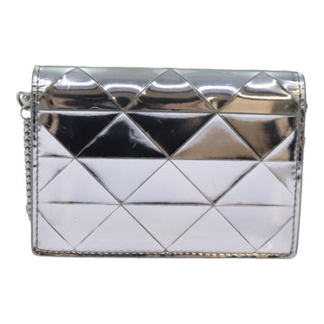 PRADA Shoulder Pouch Triangle Panel Silver Auth 84299 - 0