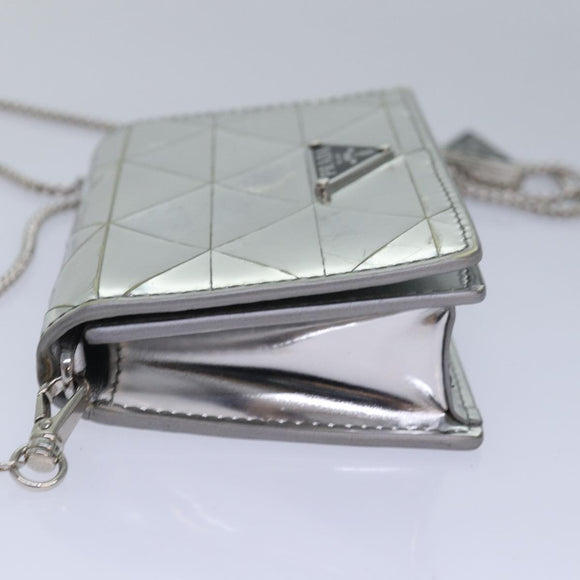 PRADA Shoulder Pouch Triangle Panel Silver Auth 84299