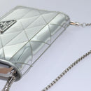 PRADA Shoulder Pouch Triangle Panel Silver Auth 84299-6