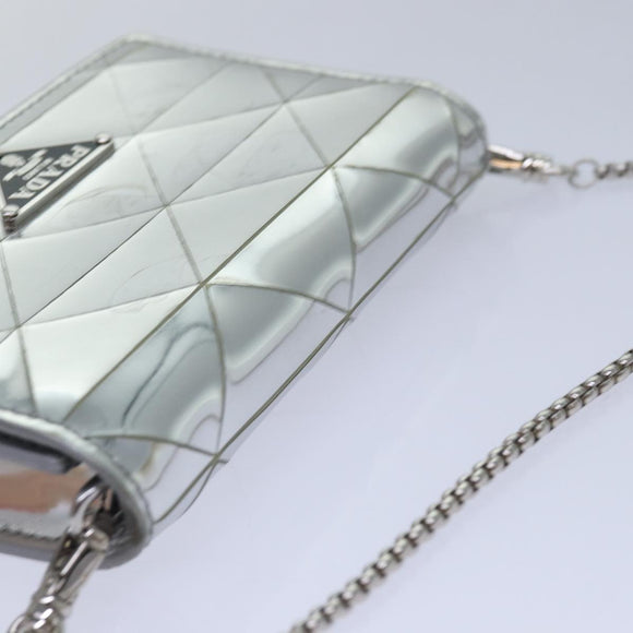 PRADA Shoulder Pouch Triangle Panel Silver Auth 84299