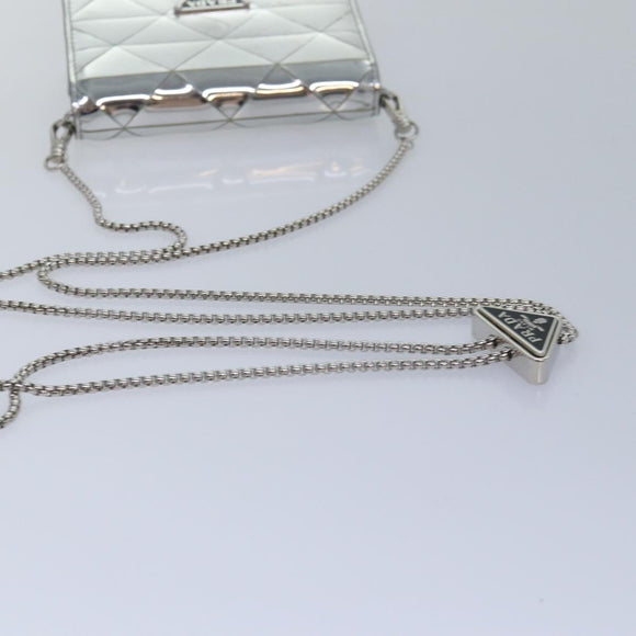 PRADA Shoulder Pouch Triangle Panel Silver Auth 84299