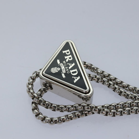 PRADA Schulterbeutel Dreieckspanel Silber Auth 84299