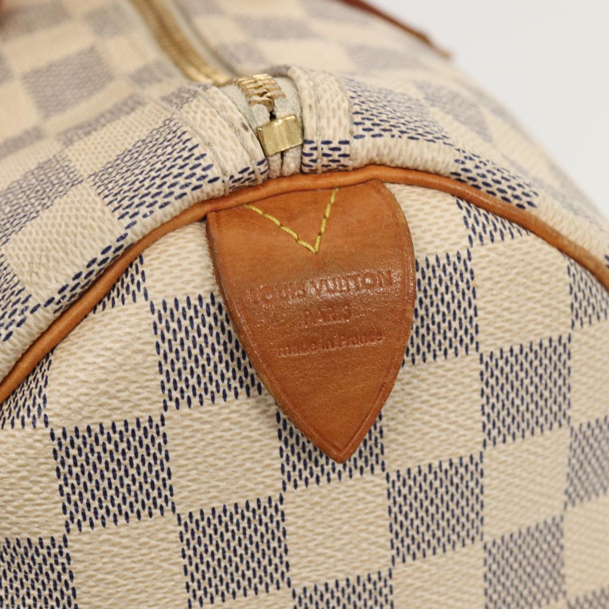 LOUIS VUITTON Damier Azur Speedy 35 Hand Bag N41535 LV Auth 84325