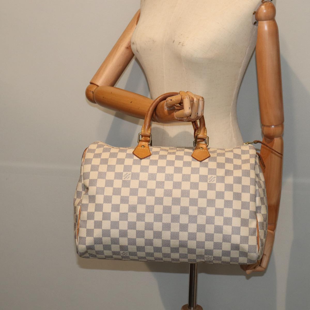 LOUIS VUITTON Damier Azur Speedy 35 Hand Bag N41535 LV Auth 84325