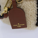 LOUIS VUITTON Monogram Teddy Beach Pouch Beige Black M68599 LV Auth 84395SA-19