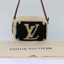 LOUIS VUITTON Monogram Teddy Beach Pouch Beige Black M68599 LV Auth 84395SA-12