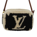 LOUIS VUITTON Monogram Teddy Beach Pouch Beige Black M68599 LV Auth 84395SA-13