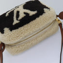 LOUIS VUITTON Monogram Teddy Beach Pouch Beige Black M68599 LV Auth 84395SA-6