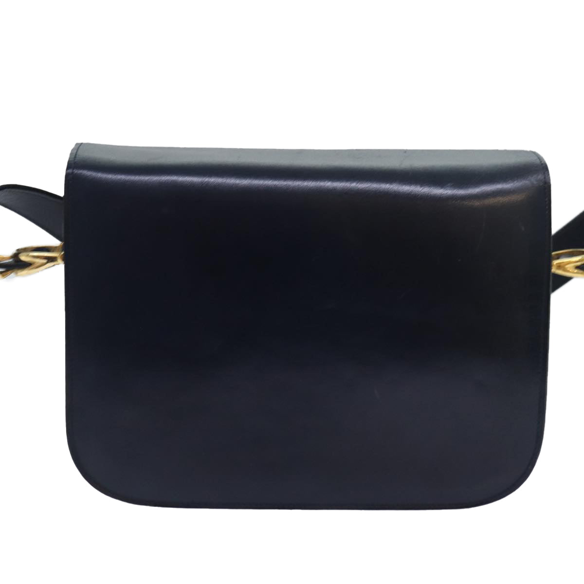 CELINE Shoulder Bag Leather Navy Auth 84419