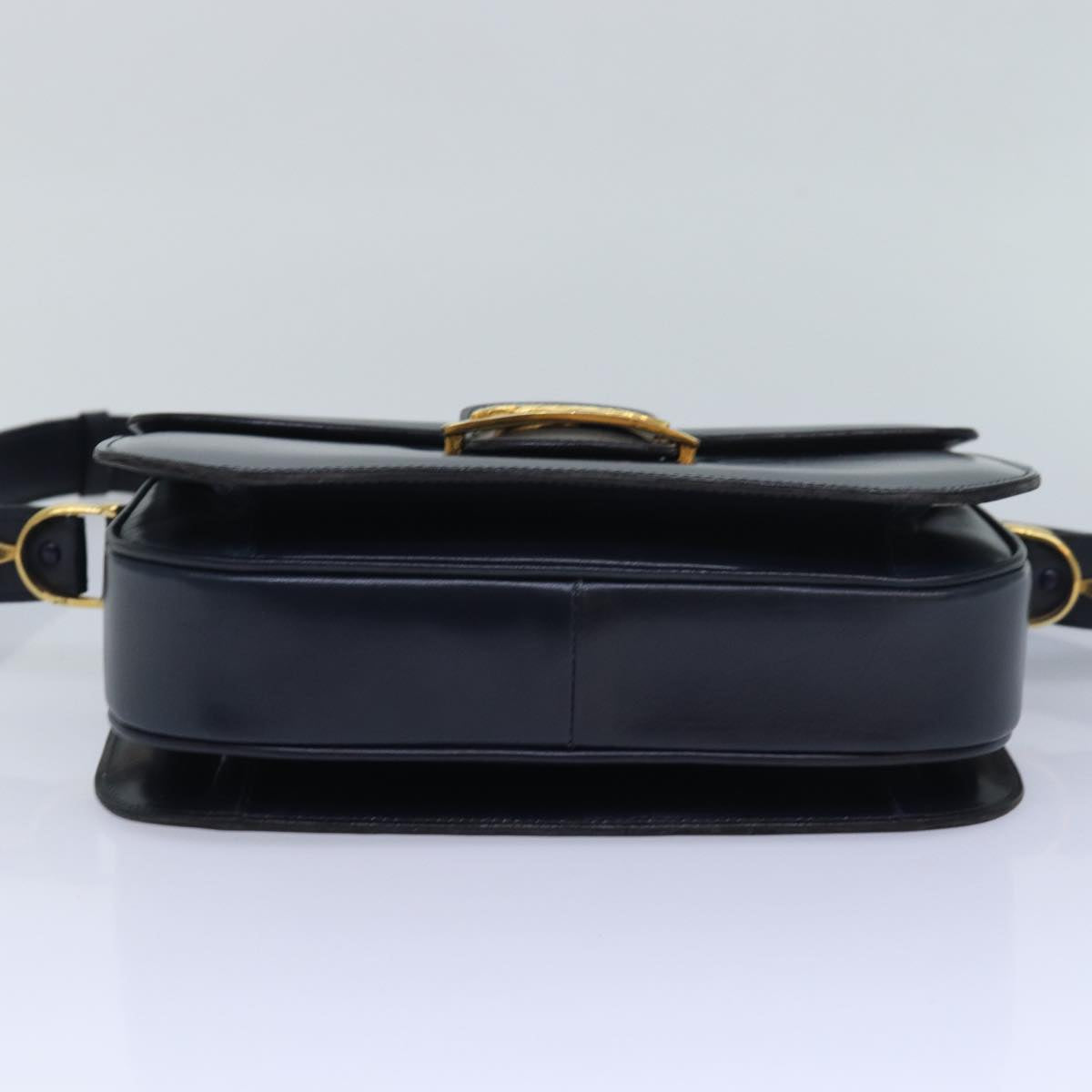 CELINE Shoulder Bag Leather Navy Auth 84419