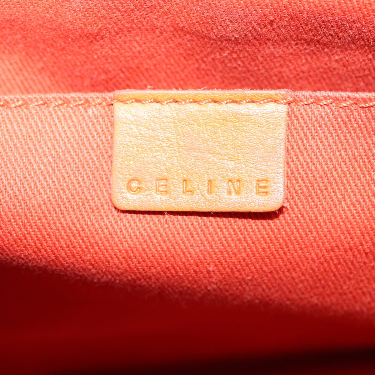 CELINE Hand Bag Leather Orange Auth 84423