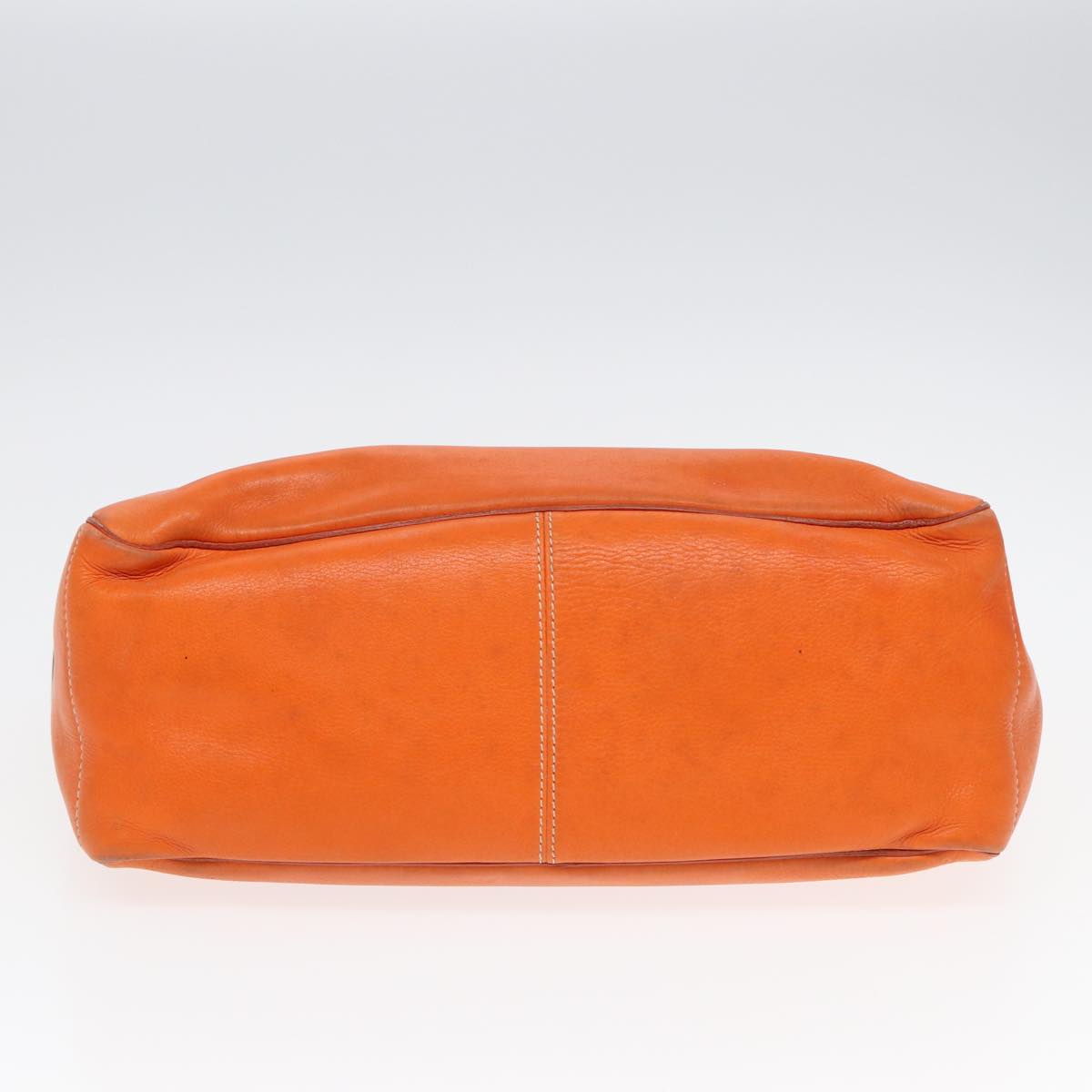 CELINE Hand Bag Leather Orange Auth 84423