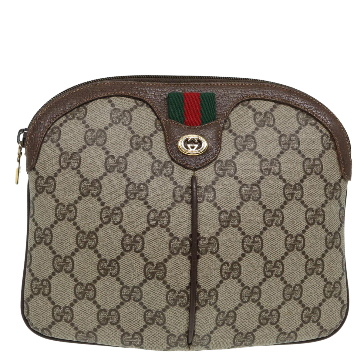 GUCCI GG Canvas Web Sherry Line Shoulder Bag PVC Beige 904 02 047 Auth 84424