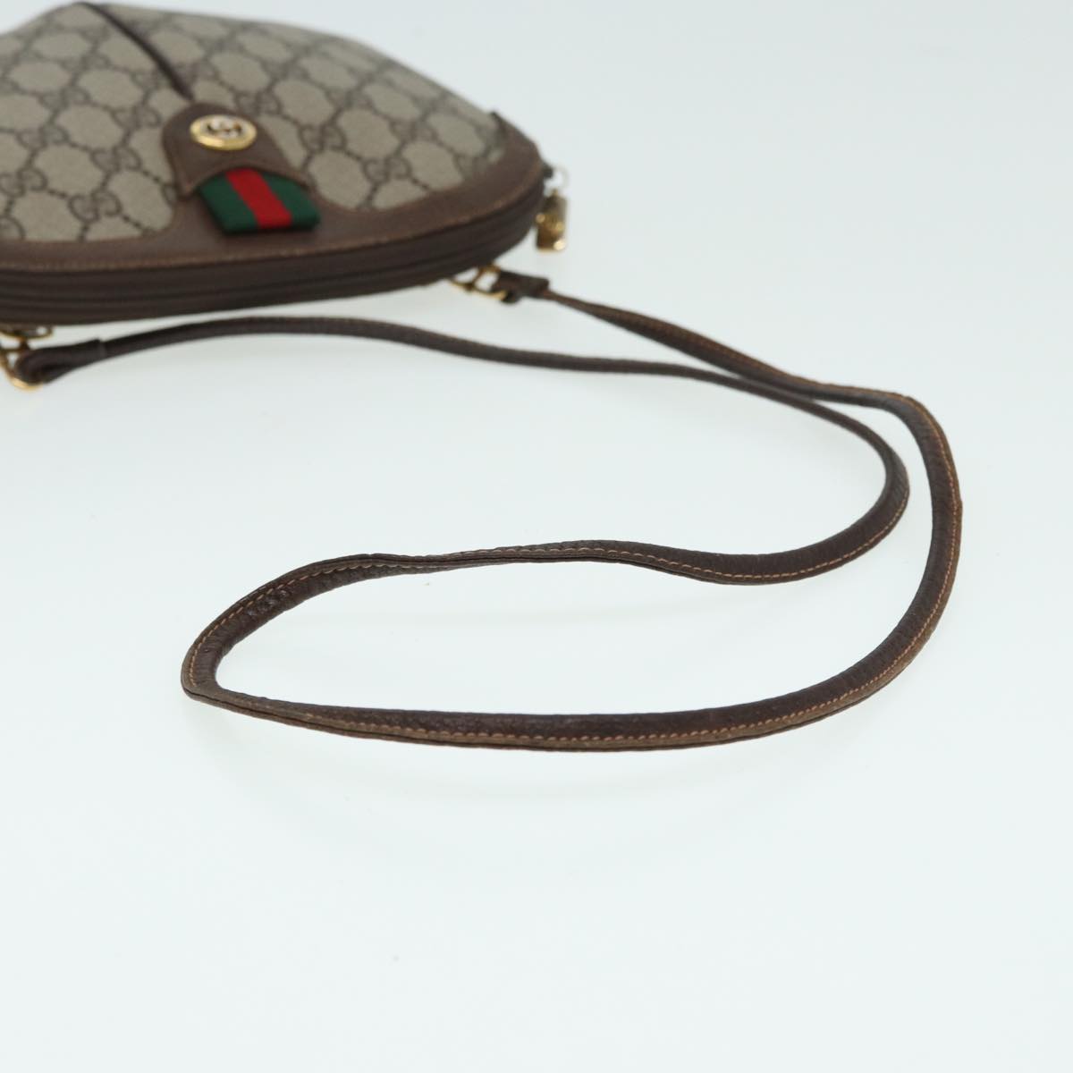 GUCCI GG Canvas Web Sherry Line Shoulder Bag PVC Beige 904 02 047 Auth 84424