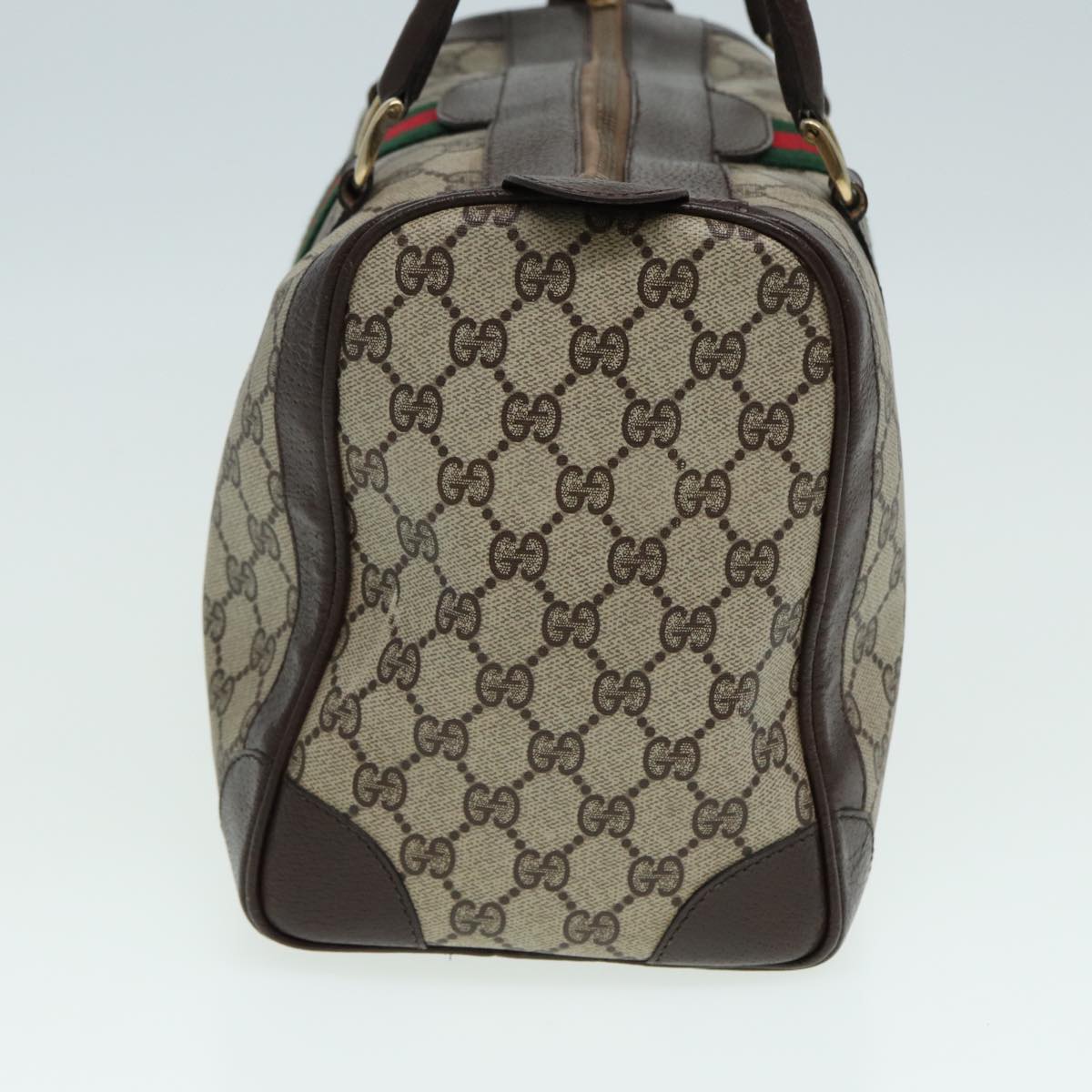 GUCCI GG Canvas Boston Bag PVC Leather Brown Auth 84428