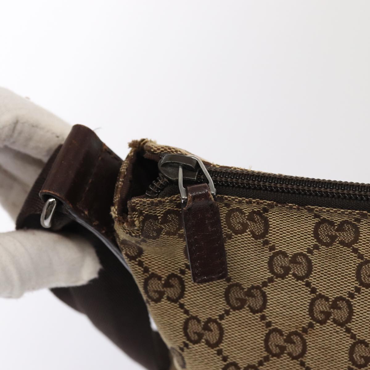 GUCCI GG Canvas Shoulder Bag Beige 145857 Auth 84432