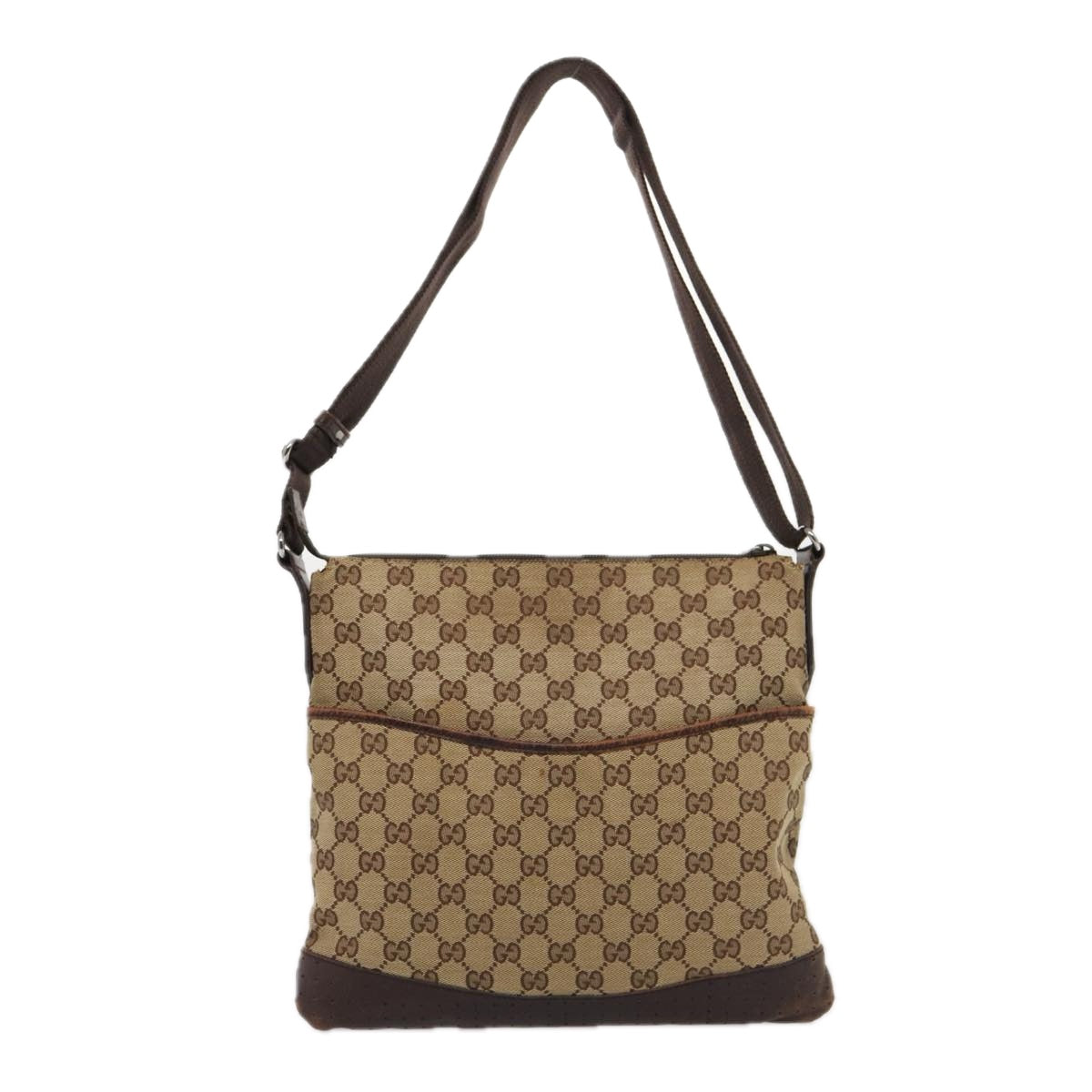 GUCCI GG Canvas Shoulder Bag Beige 145857 Auth 84432 - 0