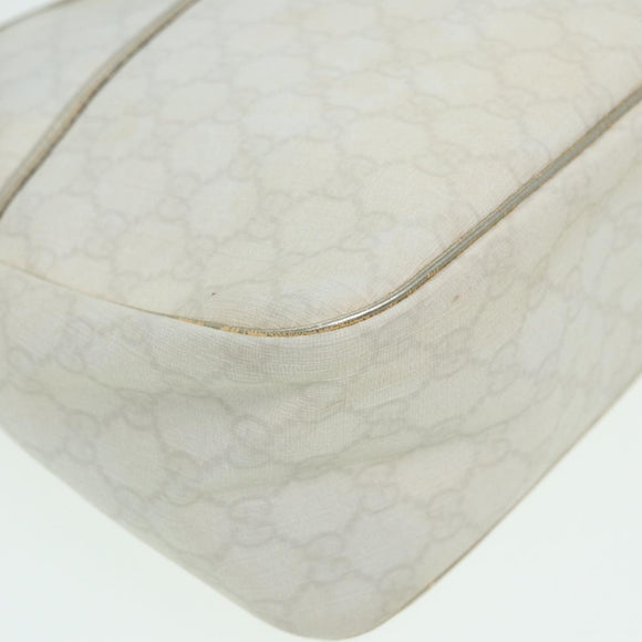 GUCCI GG Canvas Umhängetasche PVC Leder Weiß Auth 84436