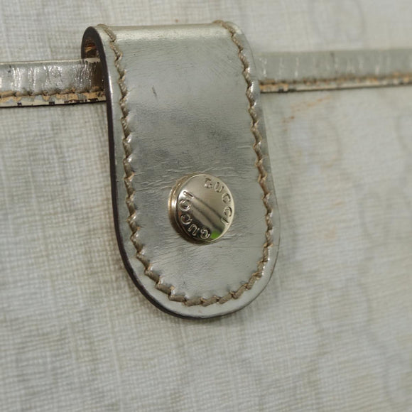 GUCCI GG Canvas Umhängetasche PVC Leder Weiß Auth 84436