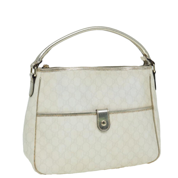 GUCCI GG Canvas Umhängetasche PVC Leder Weiß Auth 84436