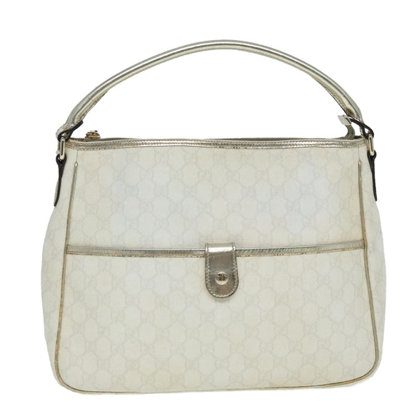 GUCCI GG Canvas Umhängetasche PVC Leder Weiß Auth 84436