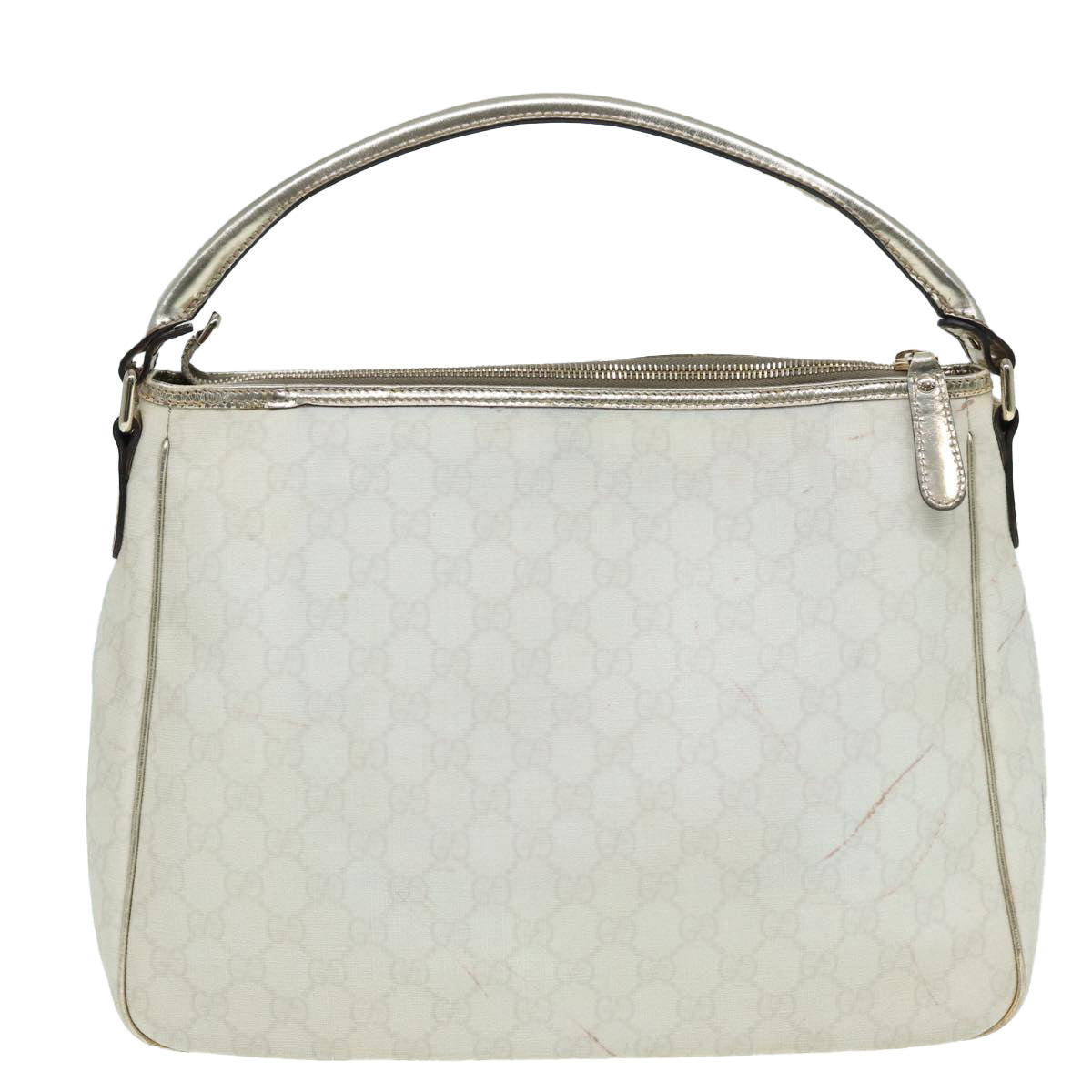 GUCCI GG Canvas Shoulder Bag PVC Leather White Auth 84436 - 0