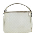 GUCCI GG Canvas Umhängetasche PVC Leder Weiß Auth 84436-2