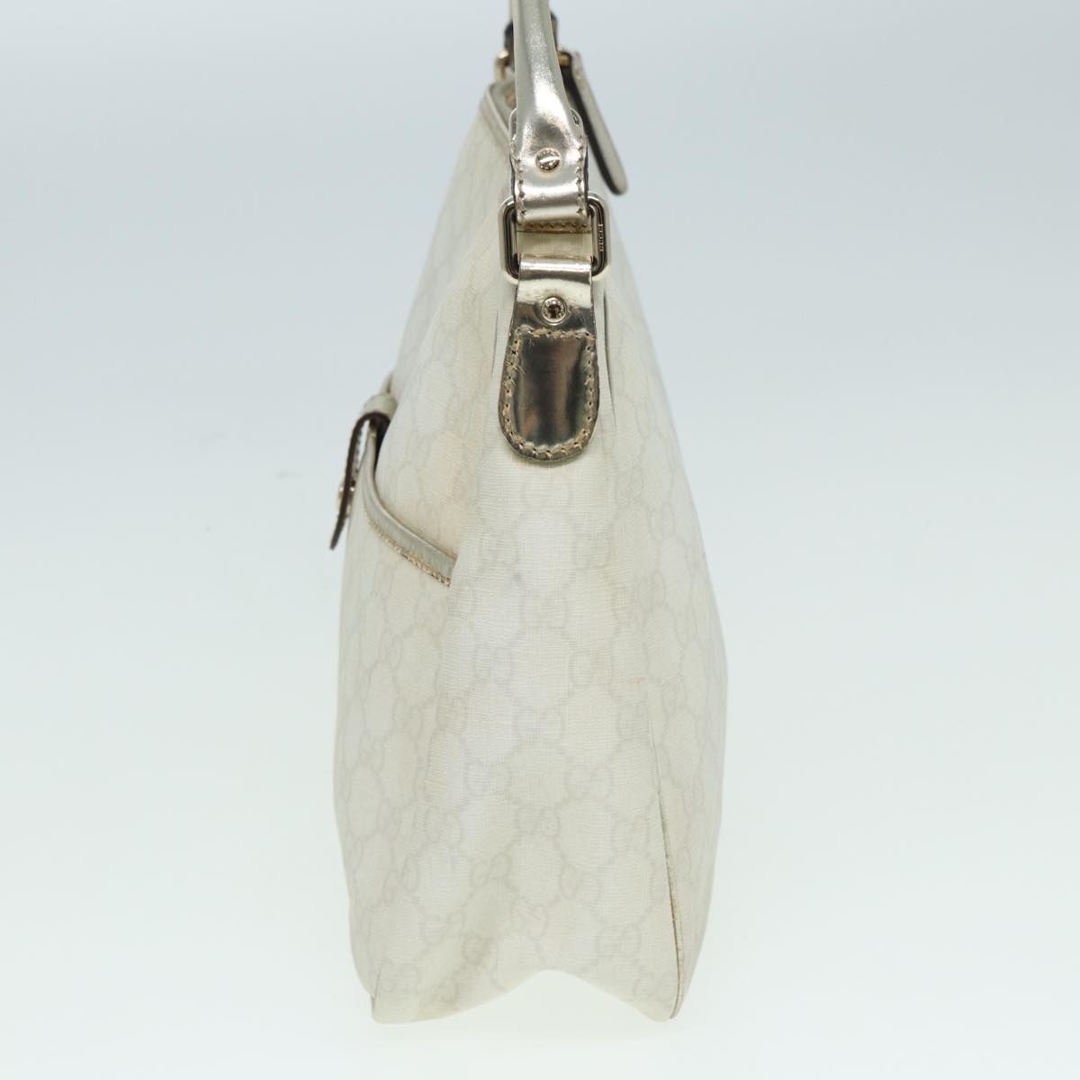 GUCCI GG Canvas Shoulder Bag PVC Leather White Auth 84436