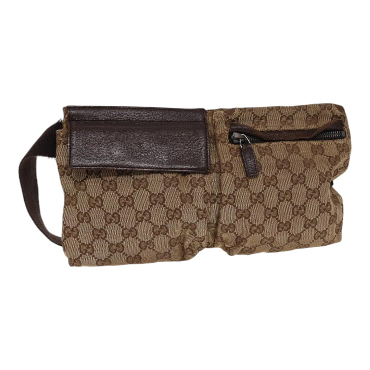 GUCCI GG Canvas Waist bag Beige 28566 Auth 84437