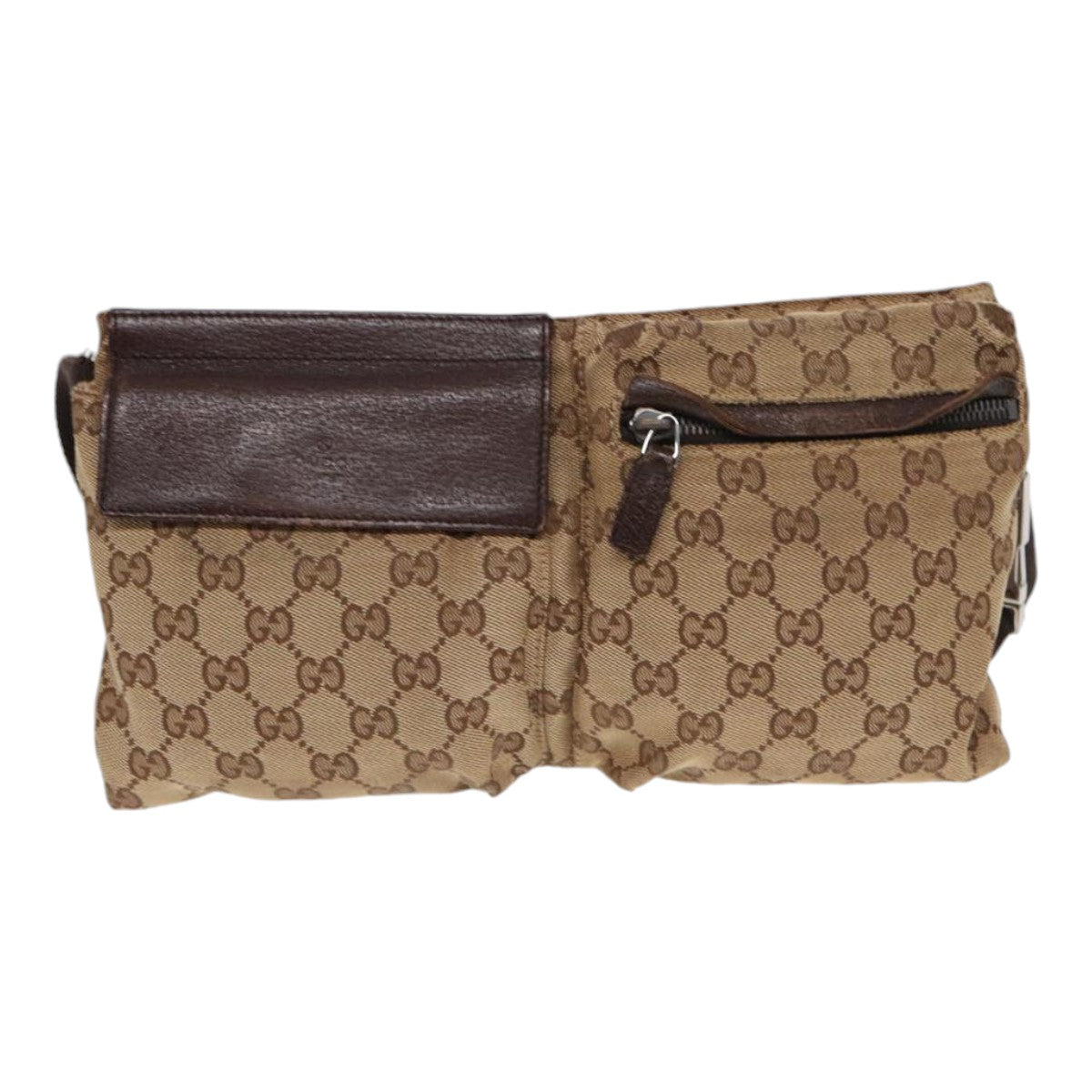 GUCCI GG Canvas Waist bag Beige 28566 Auth 84437