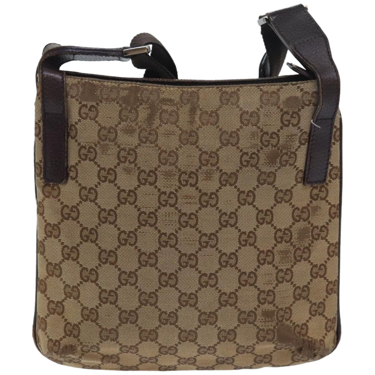 GUCCI GG Canvas Shoulder Bag Beige Brown 122793 Auth 84438