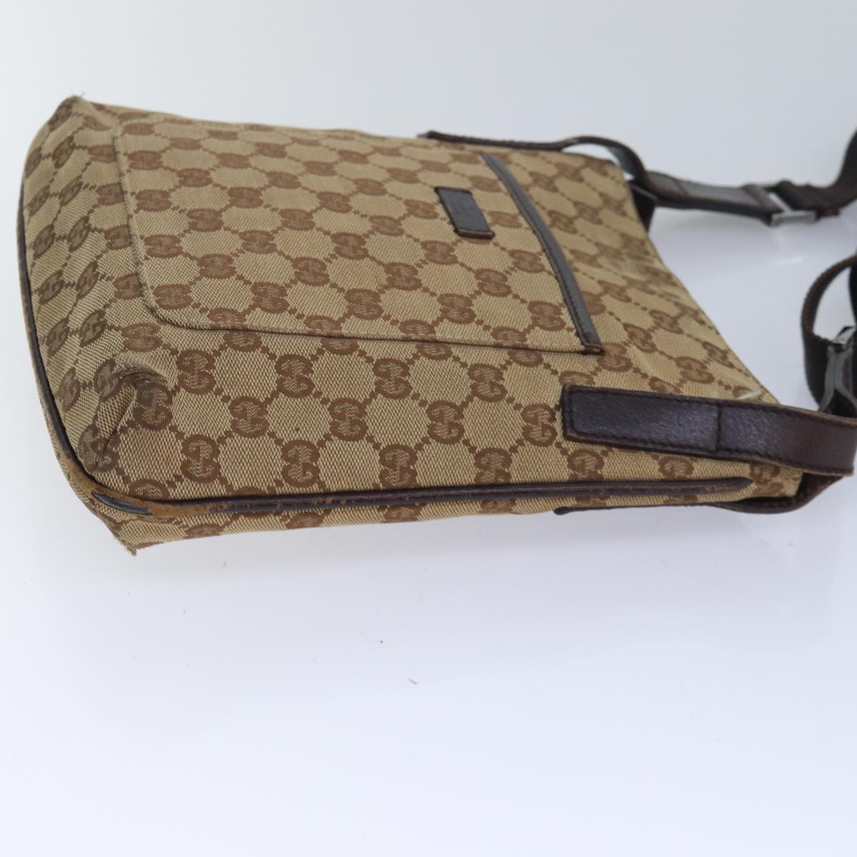 GUCCI GG Canvas Shoulder Bag Beige Brown 122793 Auth 84438