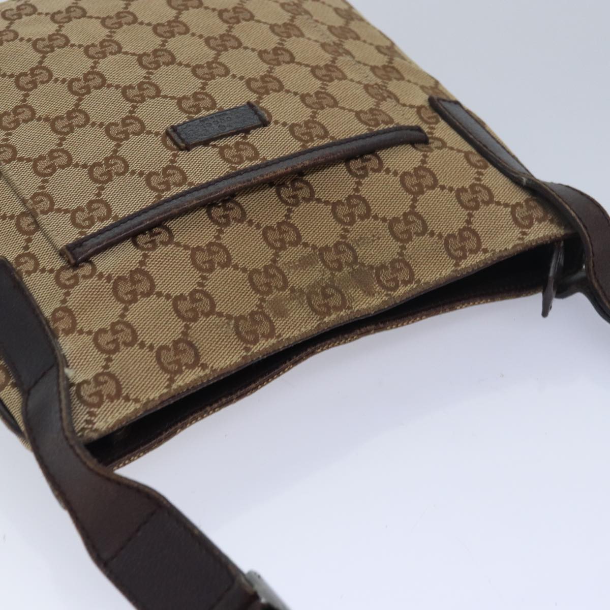 GUCCI GG Canvas Shoulder Bag Beige Brown 122793 Auth 84438