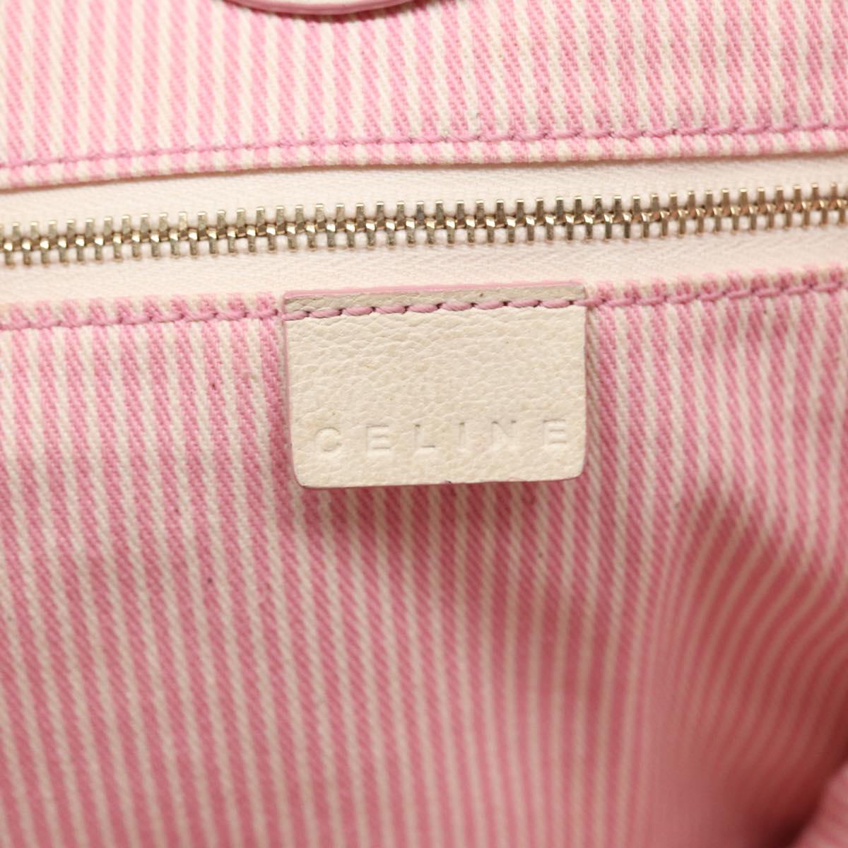 CELINE C Macadam Canvas Tote Bag Pink White Auth 84440