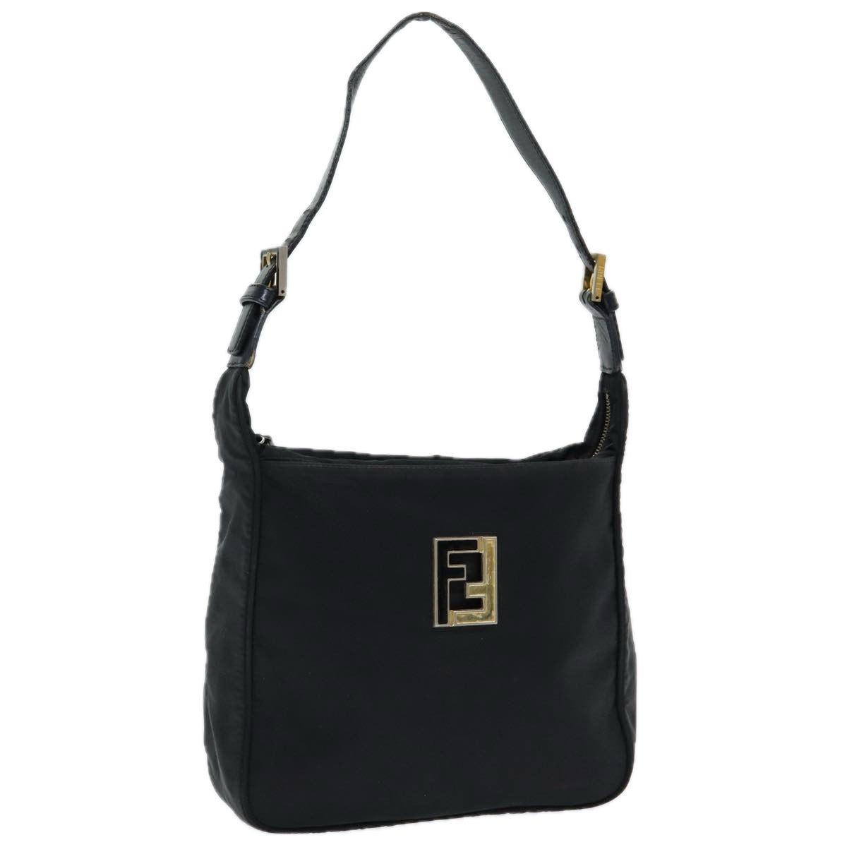 FENDI Shoulder Bag Nylon Black Auth 84443