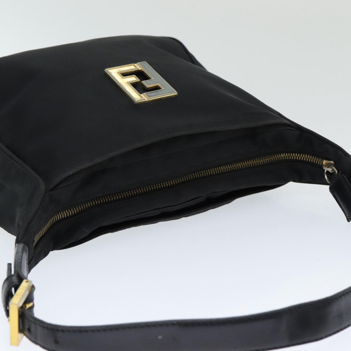 FENDI Shoulder Bag Nylon Black Auth 84443