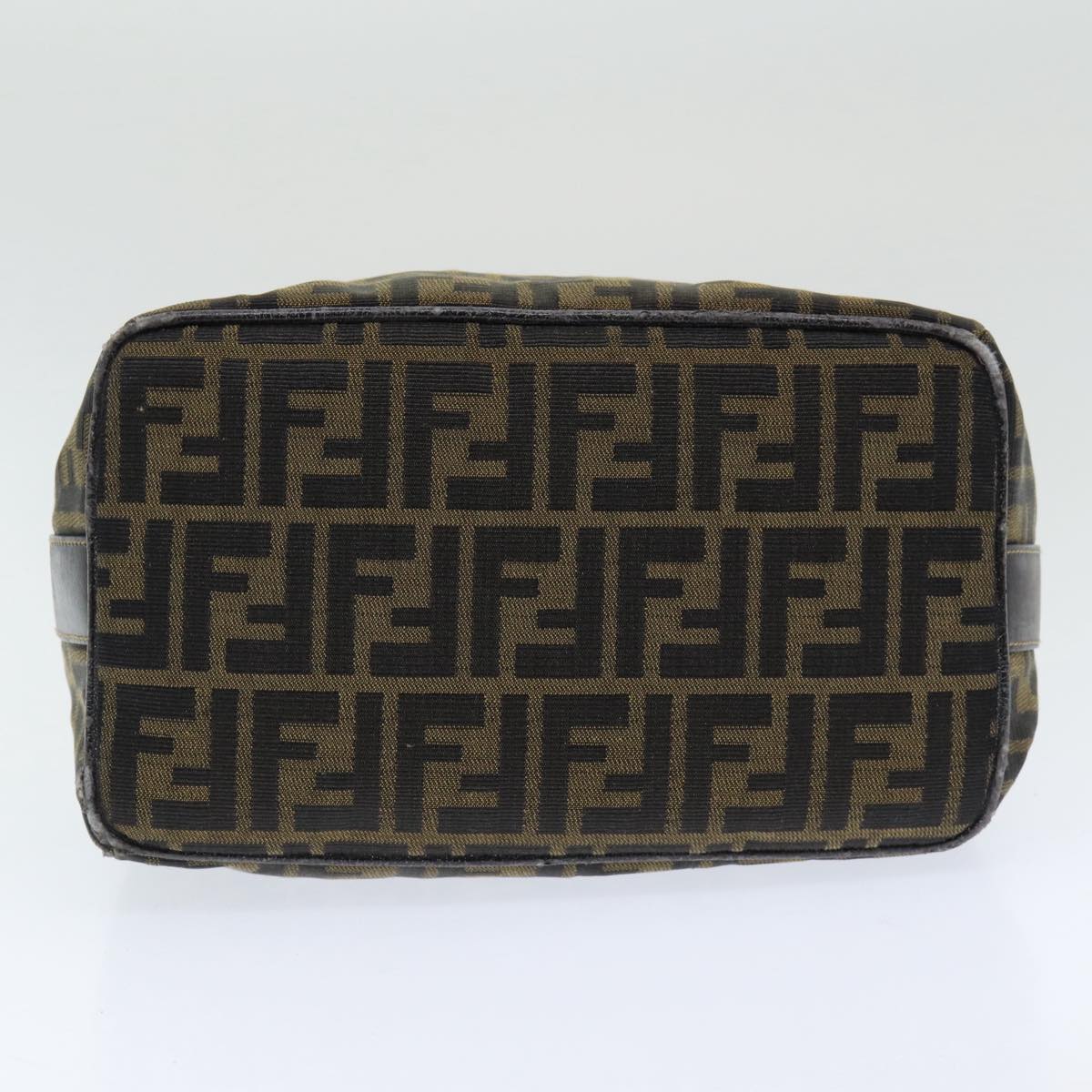 FENDI Zucca Canvas Vanity Pouch Brown Black Auth 84448