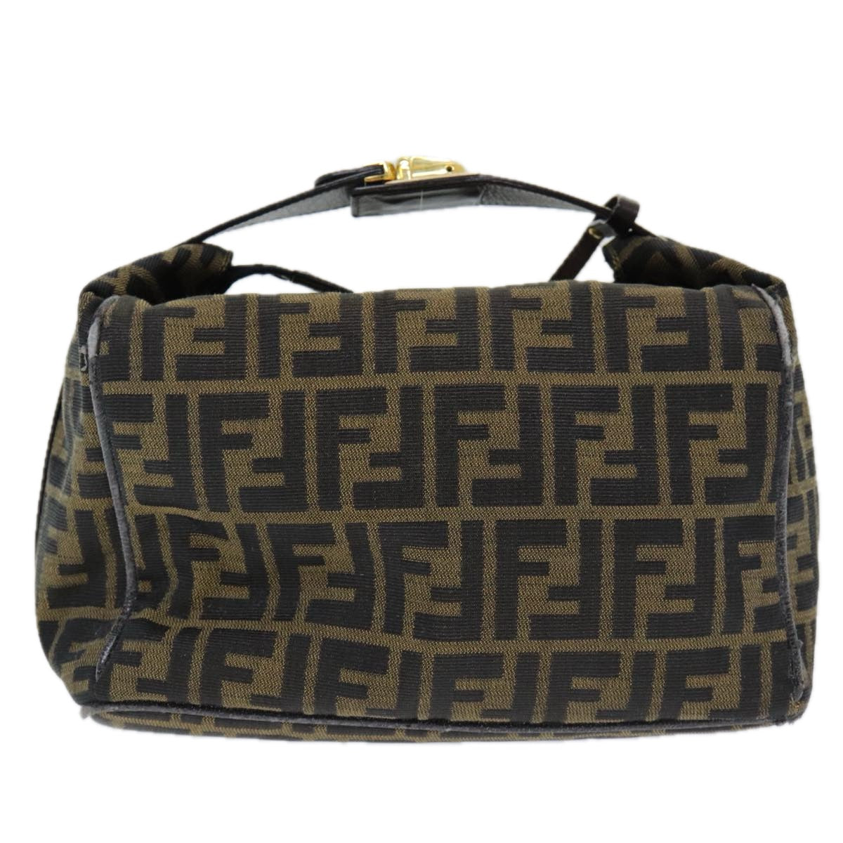 FENDI Zucca Canvas Vanity Pouch Brown Black Auth 84448 - 0