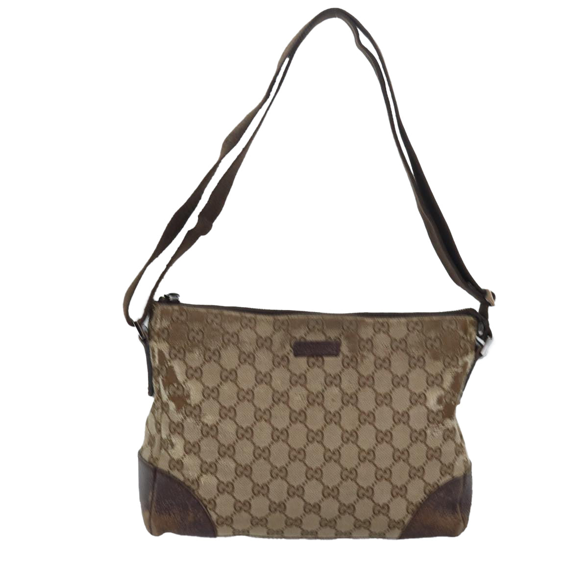 GUCCI GG Canvas Shoulder Bag Beige Brown 114273 Auth 84457