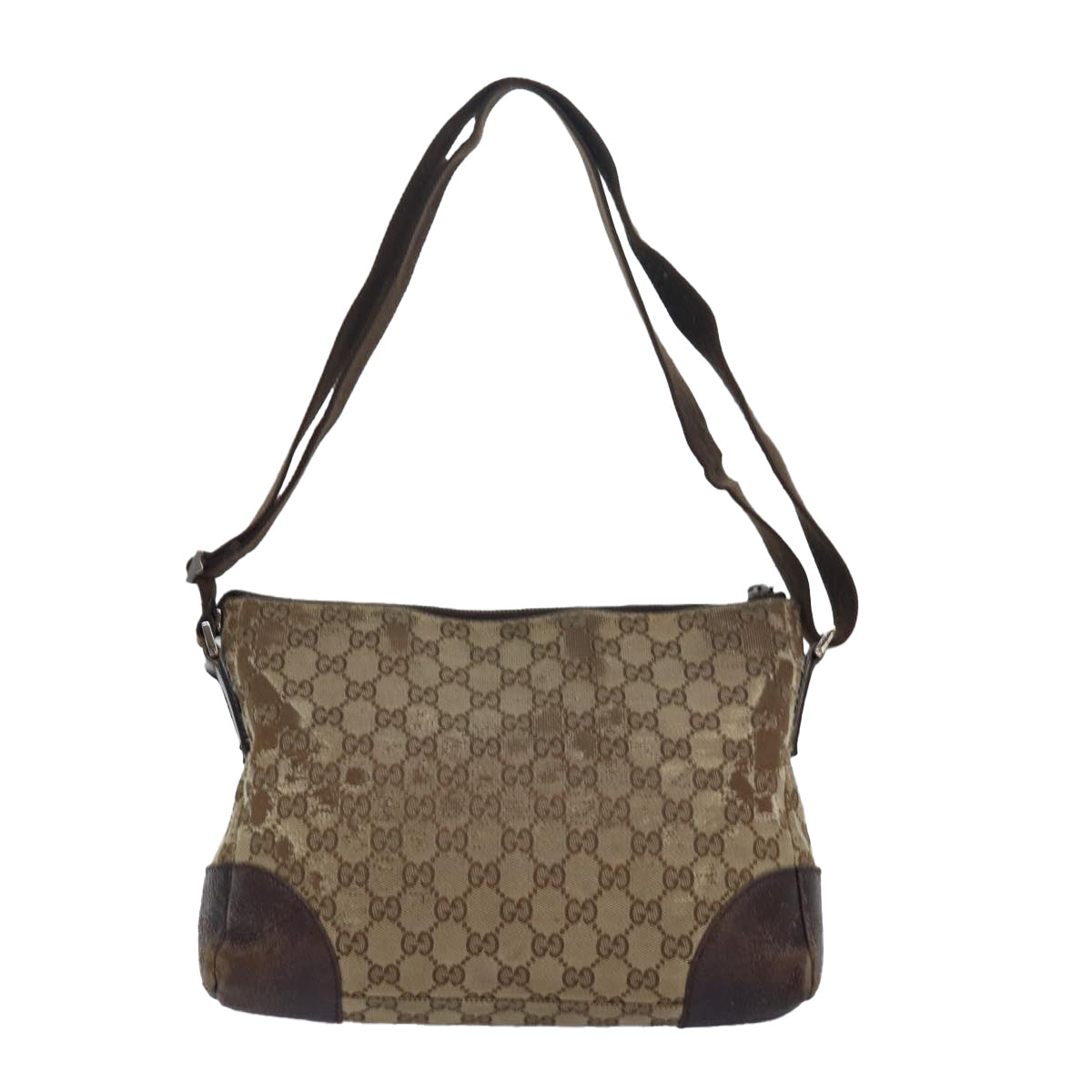 GUCCI GG Canvas Shoulder Bag Beige Brown 114273 Auth 84457