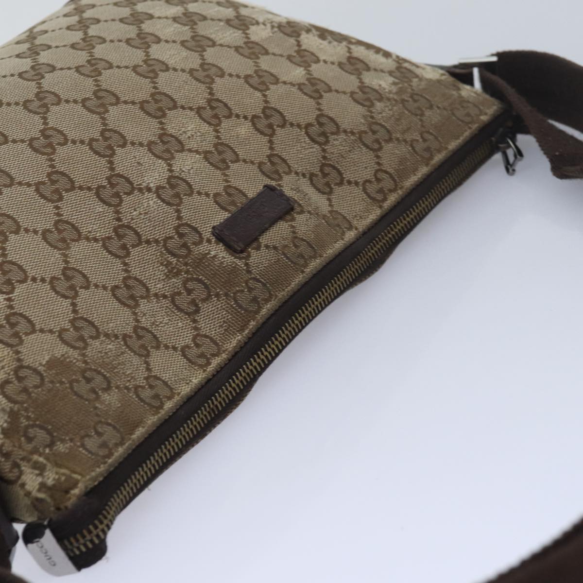 GUCCI GG Canvas Shoulder Bag Beige Brown 114273 Auth 84457