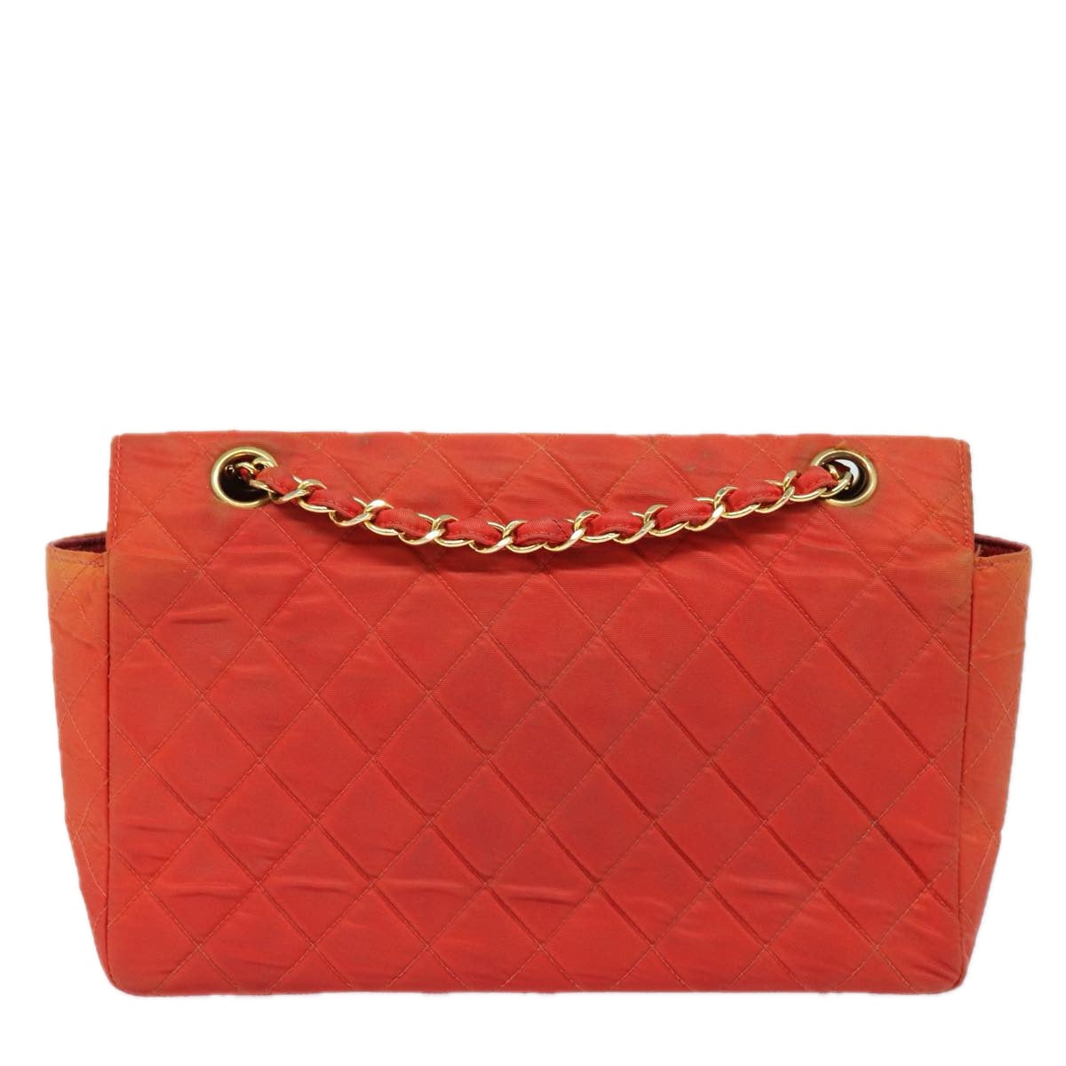 CHANEL Matelasse Chain Shoulder Bag Nylon Orange CC Auth 84479 - 0