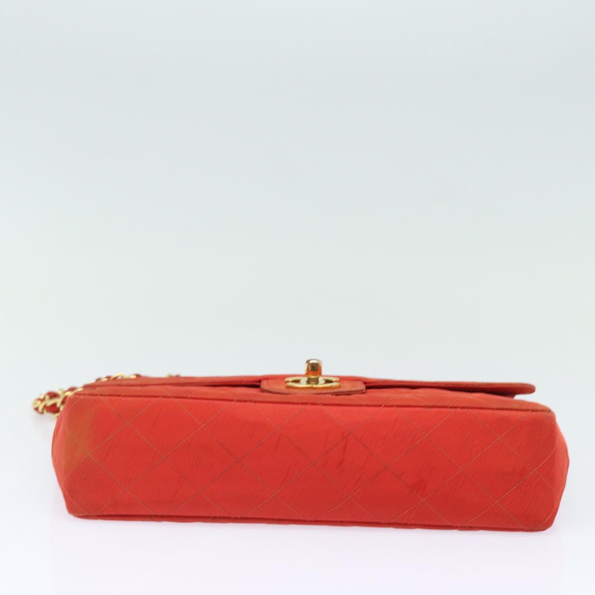 CHANEL Matelasse Chain Shoulder Bag Nylon Orange CC Auth 84479