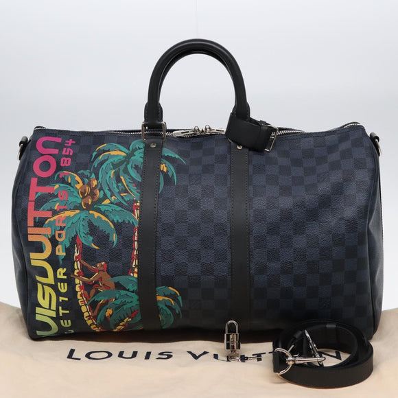 LOUIS VUITTON Damier Cobalt Keepall Bandouliere 45 Boston Bag N50002 Auth 84480S