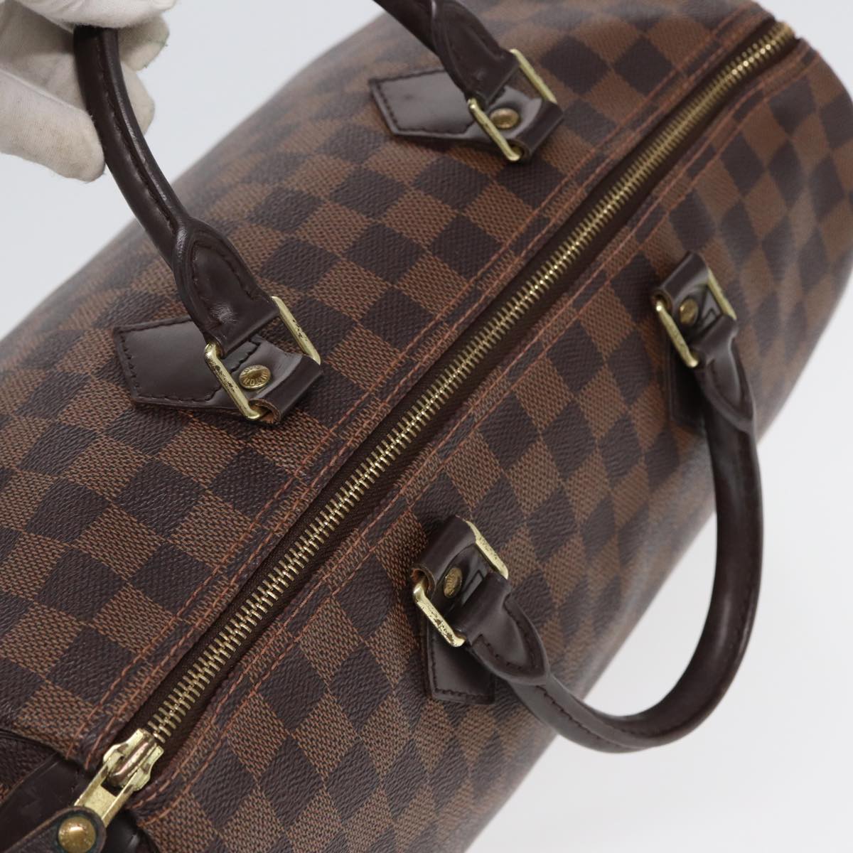 LOUIS VUITTON Damier Ebene Speedy 35 Hand Bag N41363 LV Auth 84486