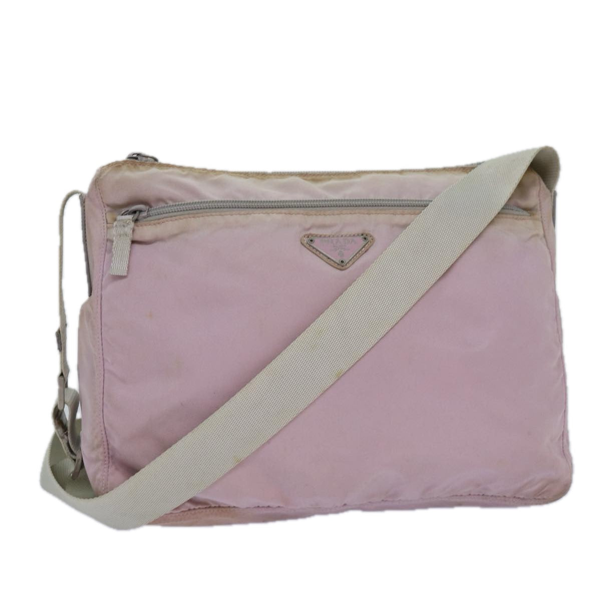 PRADA Shoulder Bag Nylon Pink Silver Auth 84543