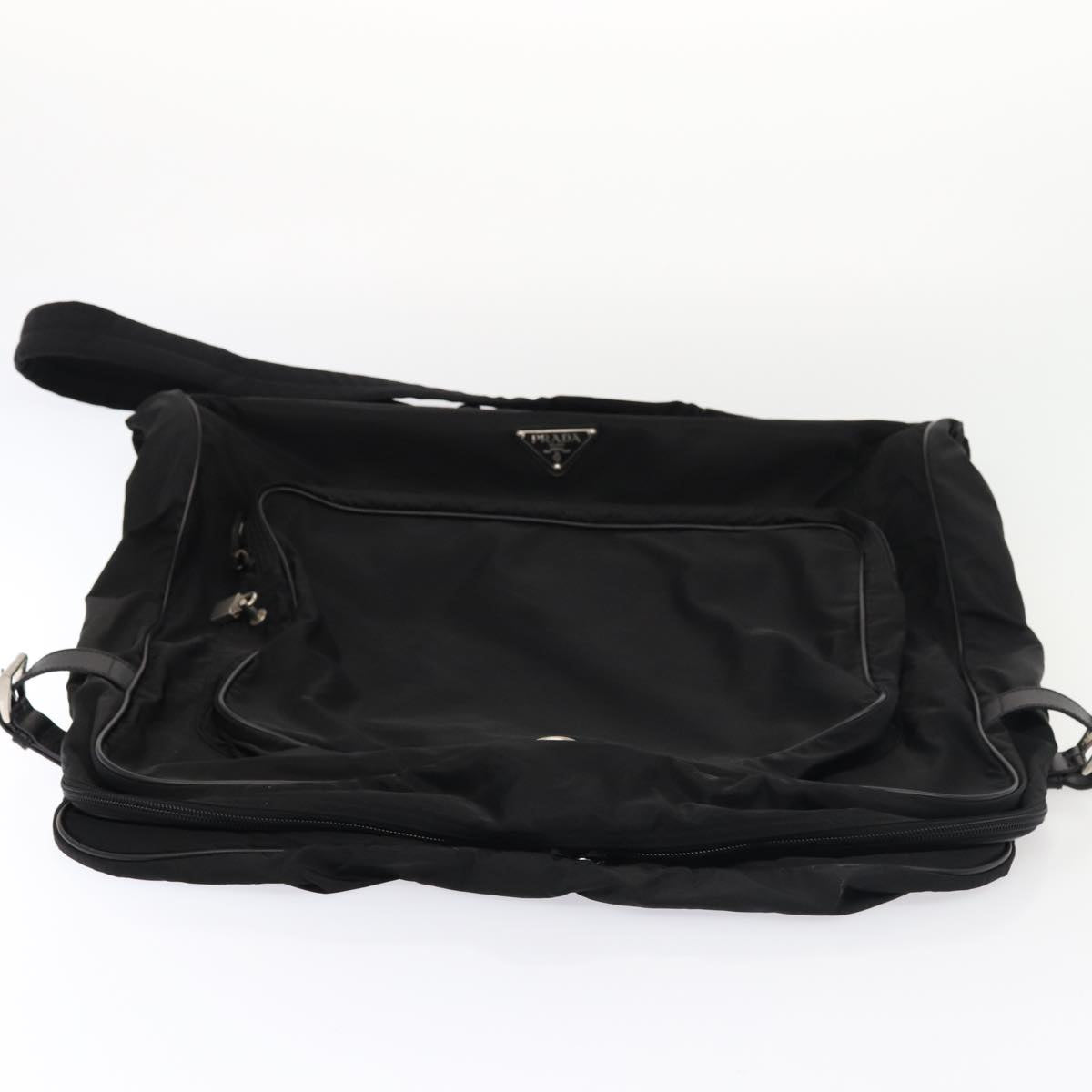 PRADA Garment Cover Nylon Black Silver Auth 84549